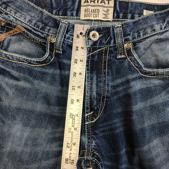 Ariat M4 Jeans Mens 30x36 Blue Medium Wash Low Rise Stretch Adkins Boot 10021767 - Picture 7 of 13